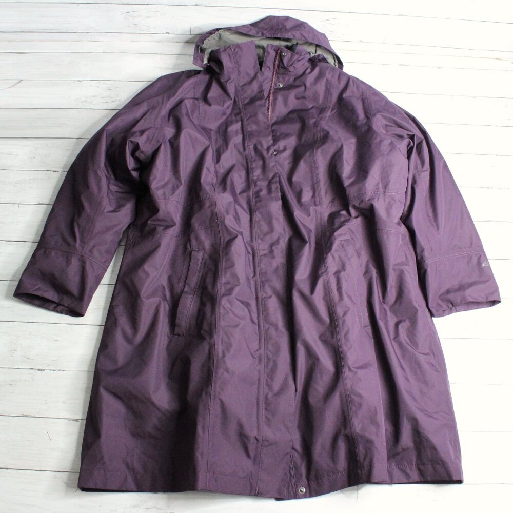 Eddie Bauer Women's Winter Stadium Coat Plus Size 3X Purple Hooded Quilted Liner
